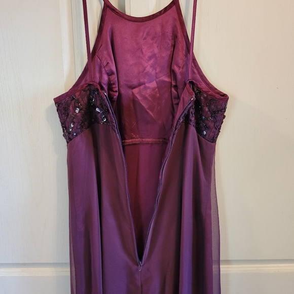 Vintage 90s De Laru By Sheila Yen Purple Sequin Floor Length Dress - Picture 4 of 6